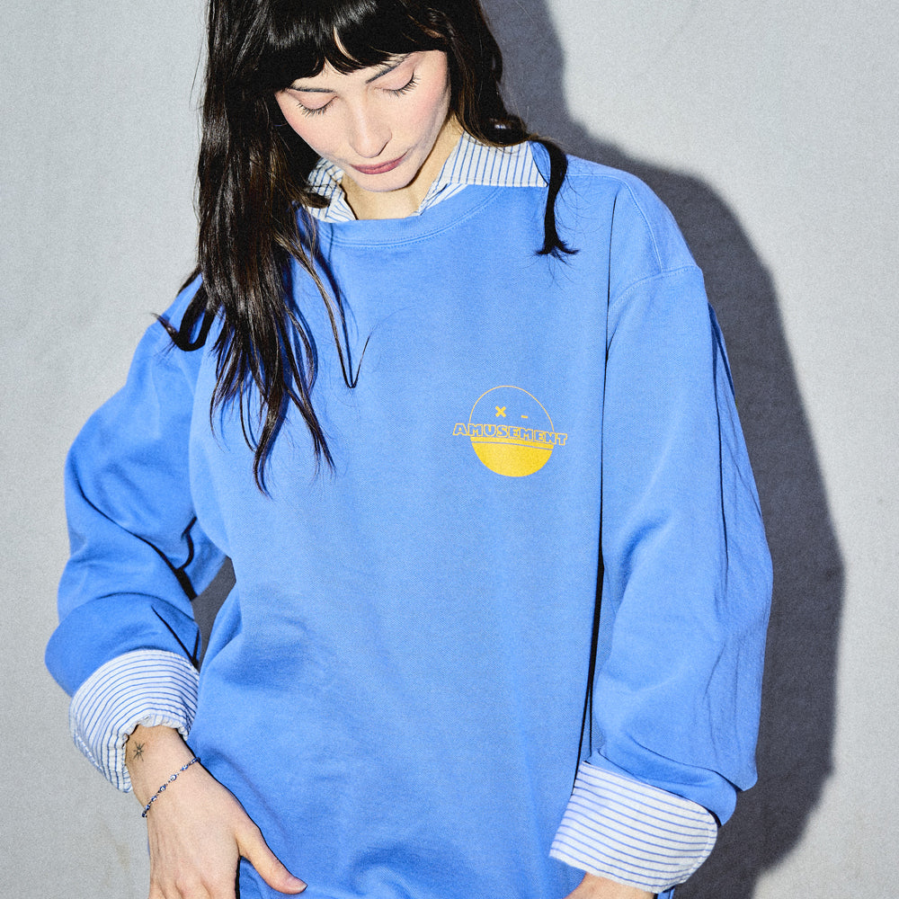 Amusement Records Blue Crewneck Model 2