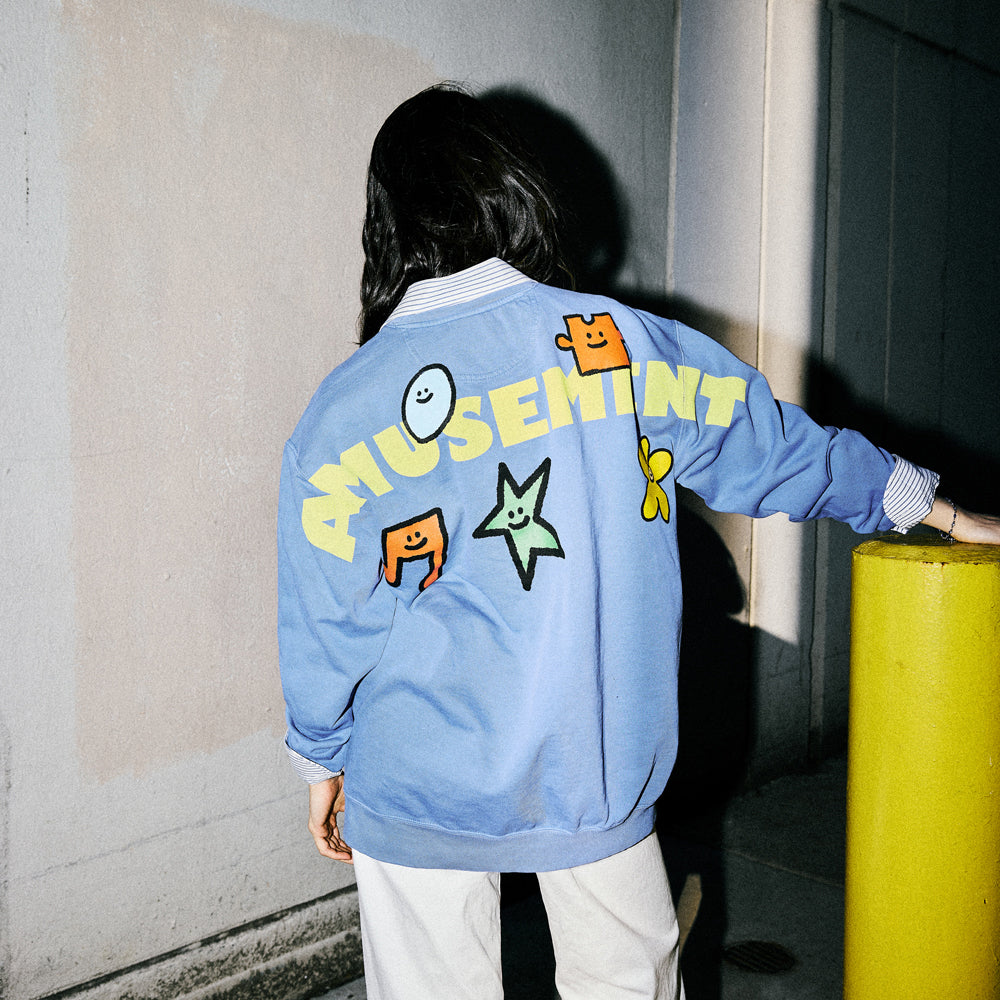 Amusement Records Blue Crewneck Model 4