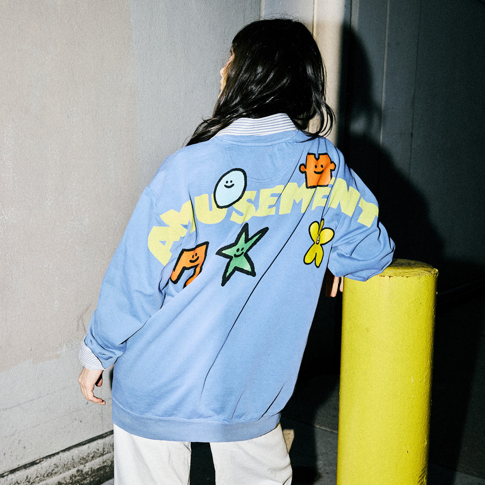 Amusement Records Blue Crewneck Model 5