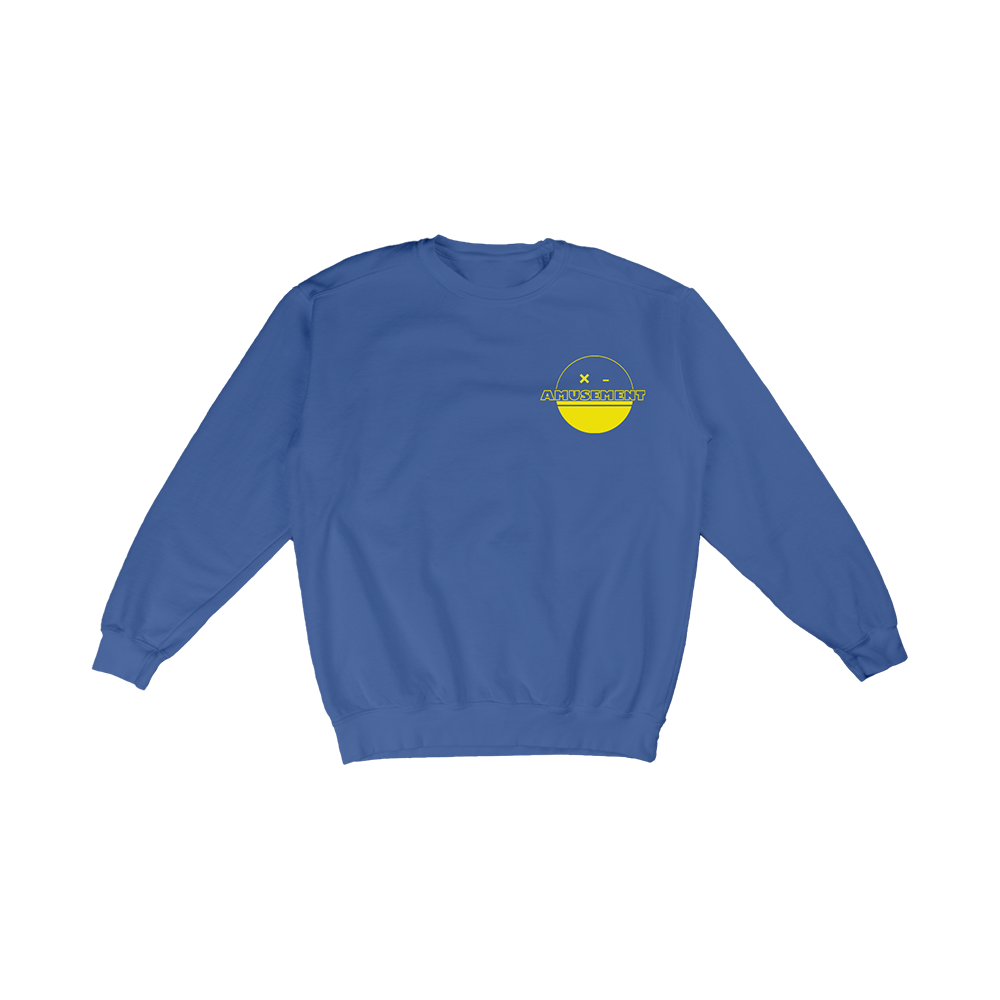 Amusement Records Blue Crewneck Front